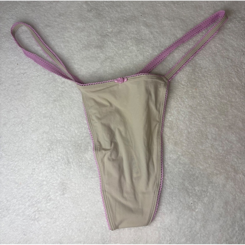SKIMS Fits Everybody Picot String Thong Stone Multi Pink Lace PN-THG-4941 2X NWT